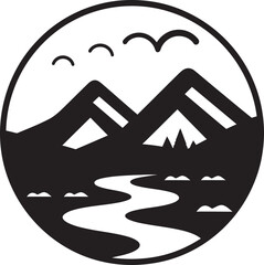 Serene Outlook Minimal Landscape Emblem Earths Essence Clean Natural Landscape Symbol