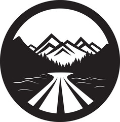 Fototapeta premium Pure Panorama Clean Vector Nature Emblem Earthly Elegance Minimalist Landscape Graphic