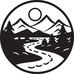 Zenith of Nature Clean Vector Icon Design Natures Whisper Minimalistic Landscape Emblem