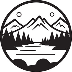 Serene Spectacle Simple Nature Icon Organic Orbits Clean Vector Landscape Emblem