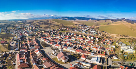 Aerial panoramic view of the of Podolinec in Slovakia - 755150296