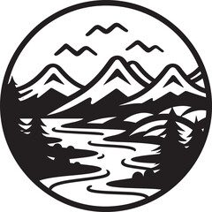 Earthly Essence Simple Vector Landscape Emblem Zen Essence Clean Nature Icon