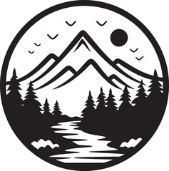 Tranquil Trails Minimal Landscape Emblem Earthly Elements Simple Nature Logo Design
