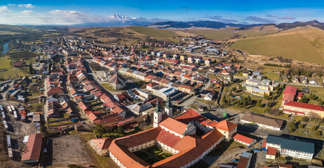 Aerial panoramic view of the of Podolinec in Slovakia - 755150650