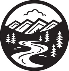 Organic Vista Minimalist Landscape Symbol Earths Canvas Vector Minimal Graphic