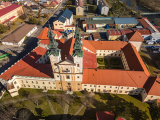 Aerial panoramic view of the of Podolinec in Slovakia - 755150808