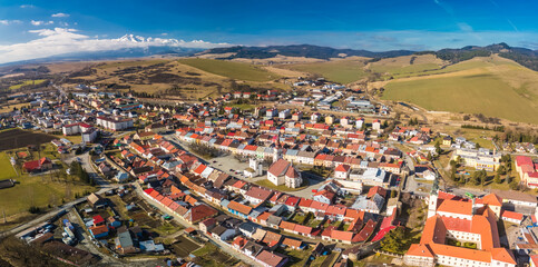 Aerial panoramic view of the of Podolinec in Slovakia - 755151651