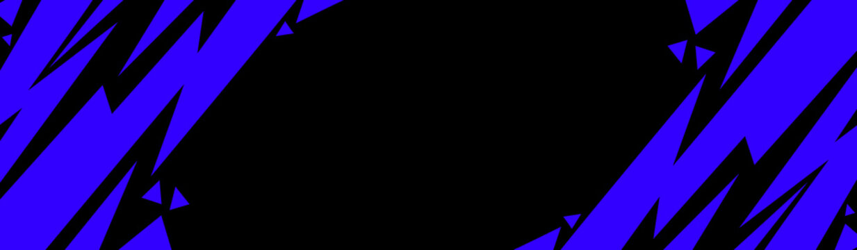 sports background, banner design in blue and black with pointed shapes and empty space
