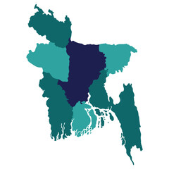 Bangladesh map. Map of Bahamas in administrative provinces in multicolor