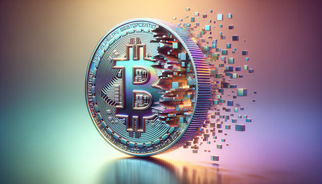 Y2K-inspired stablecoin with serene chromatics and digital disintegration.