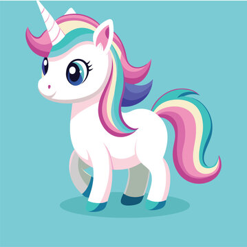 Cute Unicorn Surprised Cartoon Vector Icon Illustration