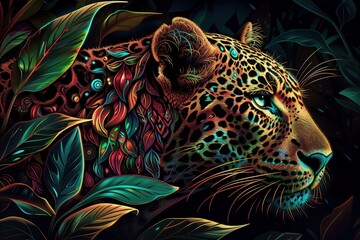 Jungle Leopard Jaguar Wallpaper Background Generative AI