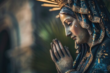 Our Lady Virgin Mary statue - obrazy, fototapety, plakaty