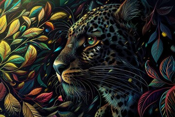 Jungle Leopard Jaguar Wallpaper Background Generative AI