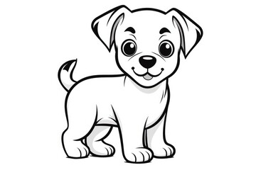 Cute dog outline illustration, coloring page for kids