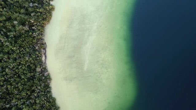 Aerial view of the Kan Lum lagoon close to Tulum, Riviera Maya, Mexico