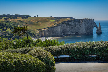 The Etretat Gardens (Les Jardins D'Etretat) picturesque garden with a view over the city and cliffs...