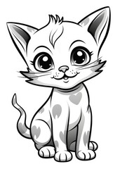 Cute cat illustration, simple coloring book for kids