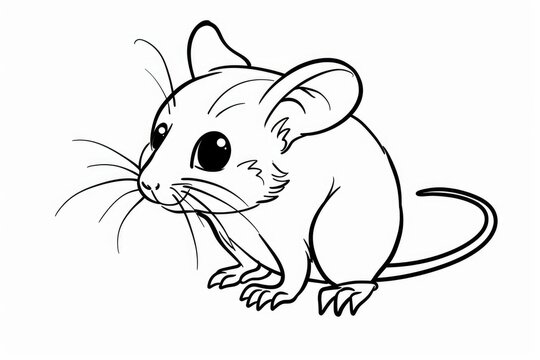 Cute mouse illustration, simple coloring book for kids
