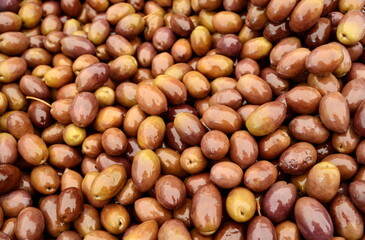 Olives at local market background