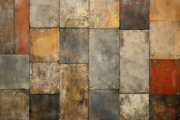Weathered Rusty patchwork. Mosaic design pattern. Generate Ai