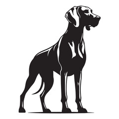 The Weimaraner Dog silhouette, Weimaraner Breed, Black and White Illustration