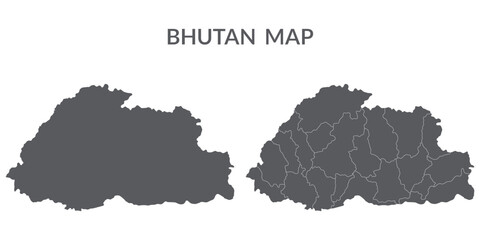 Bhutan map. Map of Bhutan in grey set
