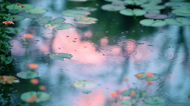 "Dawn's Reflection: Tranquility in Bloom"