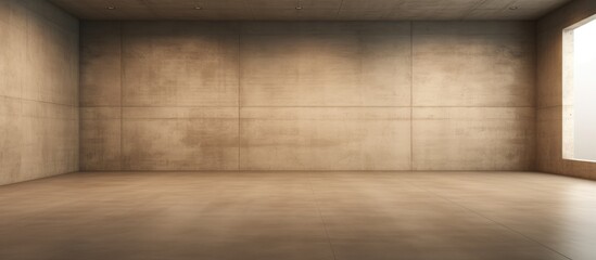 The image depicts an empty abstract brown concrete room with smooth walls and floors. There are no individuals present, creating a stark and minimalist atmosphere.