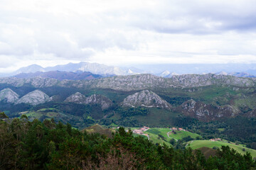 Fototapeta na wymiar View of the Sueve mountain range from the Fito viewpoint. Asturias - Spain