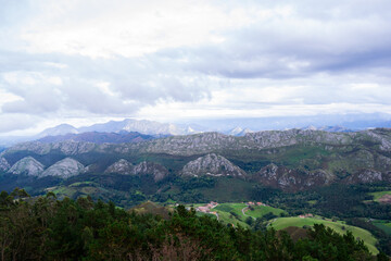 View of the Sueve mountain range from the Fito viewpoint. Asturias - Spain