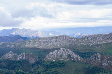View of the Sueve mountain range from the phyto viewpoint. Asturias - Spain