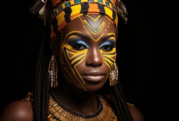a woman from africa posing in colorful costumes