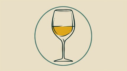 A continuous line drawing of a wine glass within a circle, capturing the essence of celebration and relaxation.