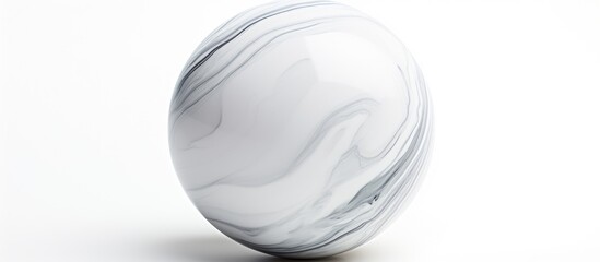 A white marble paperweight shaped like an egg rests on a sleek white surface, embodying elegance and simplicity in monochrome photography