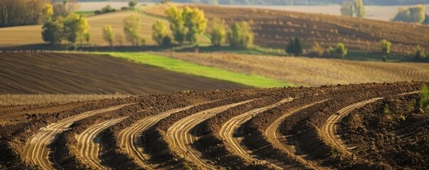 Agricultural land that has been plowed is ready for growth