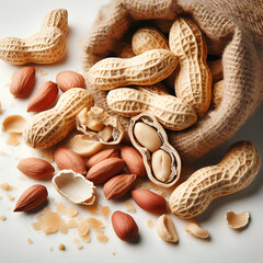 peanut kernels isolated on white background
