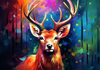 a bright self portrait of deer