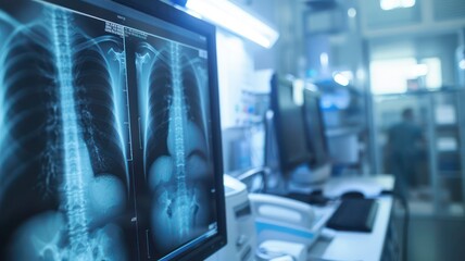 Medical x-rays in a laboratory created with Generative AI