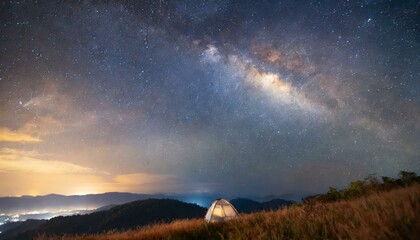 Space landscape with Milky Way galaxy, beautiful universe, fantastic background.