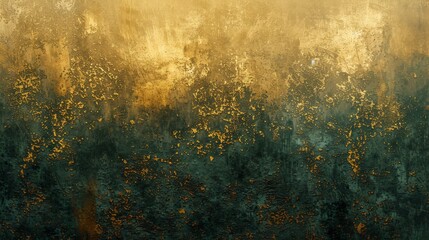 A rustic gold and forest green textured background, symbolizing wealth and nature. - obrazy, fototapety, plakaty