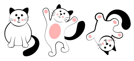 Cats on a white background. Doodle