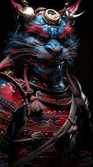 Fototapeta premium Mystical Warrior Cat in Ornate Armor