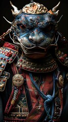 Fototapeta premium Mystical Warrior: A Detailed Portrait of a Mythical Creature in Ornate Armor