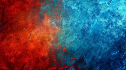Bold cerulean blue and fiery red textured background, representing clarity and passion.