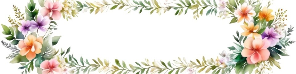 Fototapeta premium Watercolor vintage floral frame on white background. Retro style invitations or greetings for wedding, Valentine's Day or Birthday, Mother's Day or Women's Day.