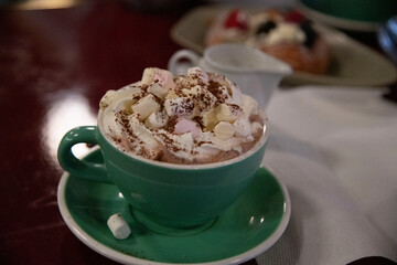 cup of hot chocolate with cream