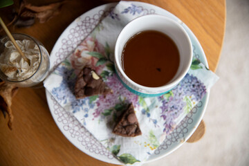 cup of coffee and cookies