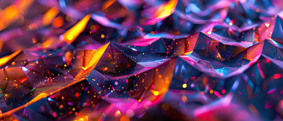 A dazzling display of colorful geometric crystal facets creating a kaleidoscopic effect - obrazy, fototapety, plakaty