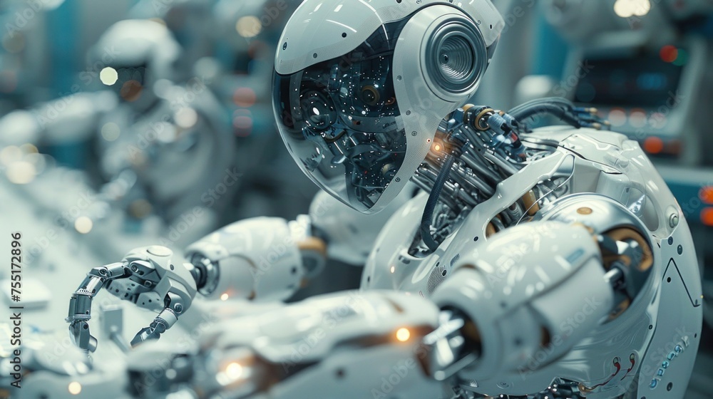 Poster a robot stands motionless in the middle of a room, surrounded by empty space.